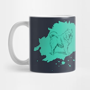 Husky in Teal Sketch Dog Splash Mug